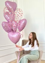 Связка шаров с сердцами "Зефирное облачко"